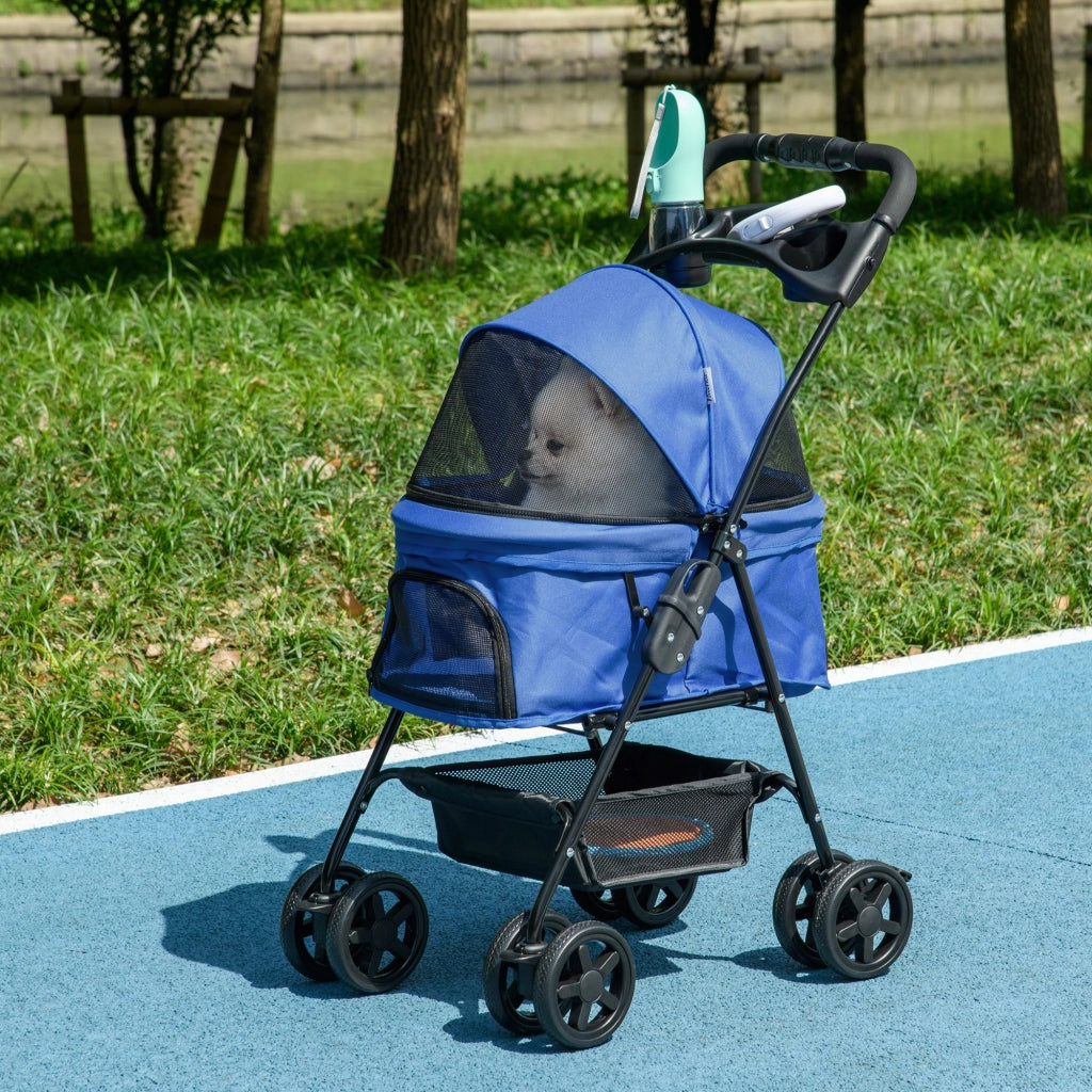 Carrello per Cani con Ruote e Cestino di Stoccaggio ¨C Zephmum ¨C 67x45x96 cm Blu