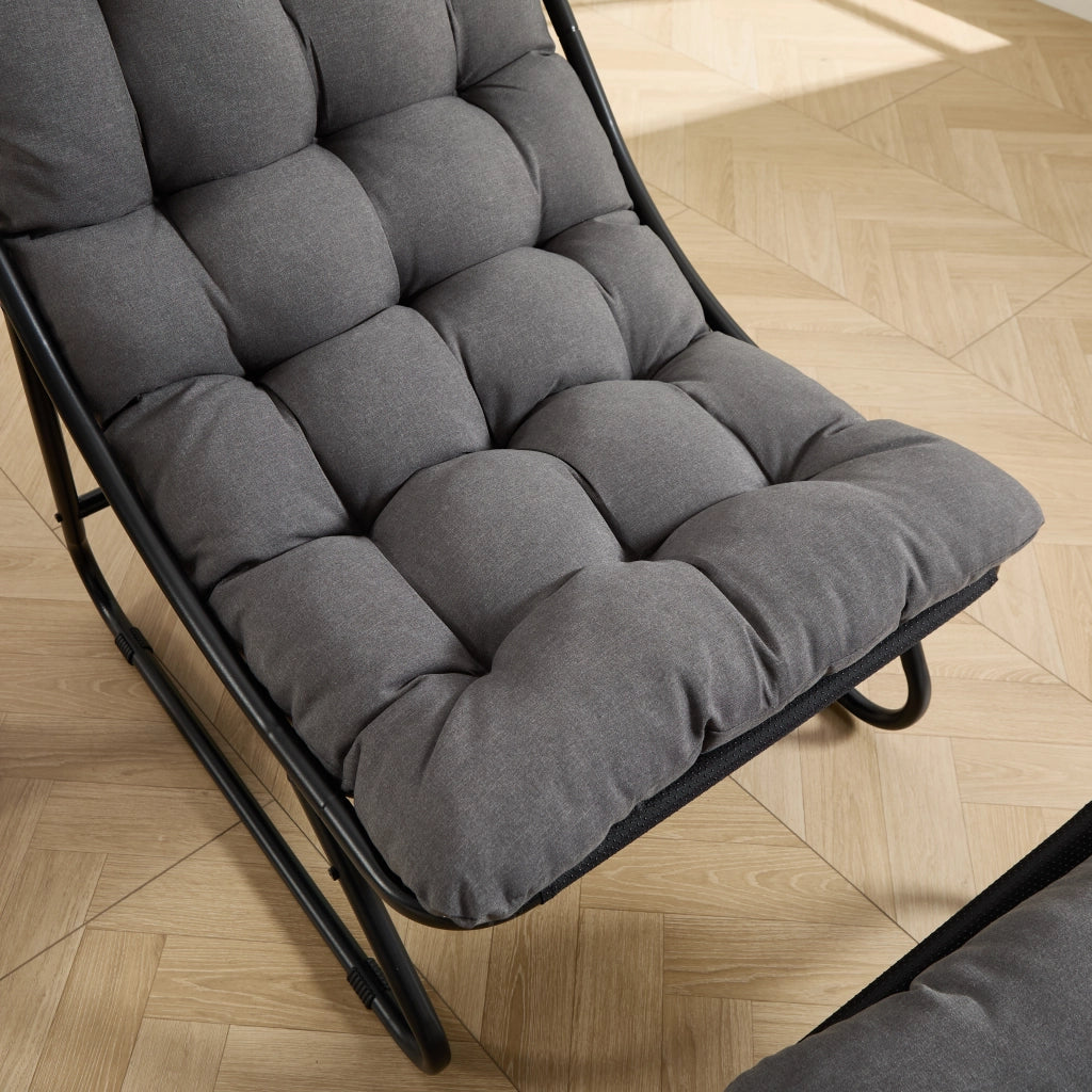 Poltrona Reclinabile con Poggiapiedi ¨C MINIMAL ¨C Tessuto Grigio, Struttura Nera