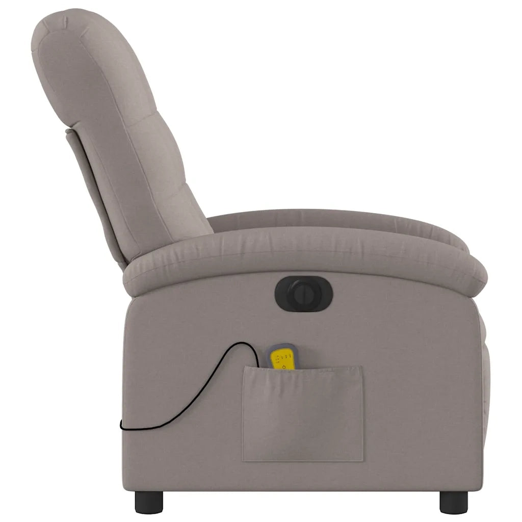 Poltrona Massaggiante | Sedia Relax Reclinabile Elettrica Tortora in Tessuto