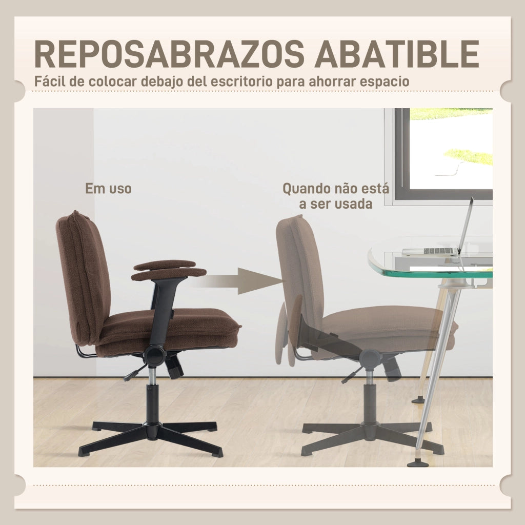 Sedia da Ufficio con Braccioli e Schienale ¨C Zephmum ¨C Marrone 45x45x80 cm