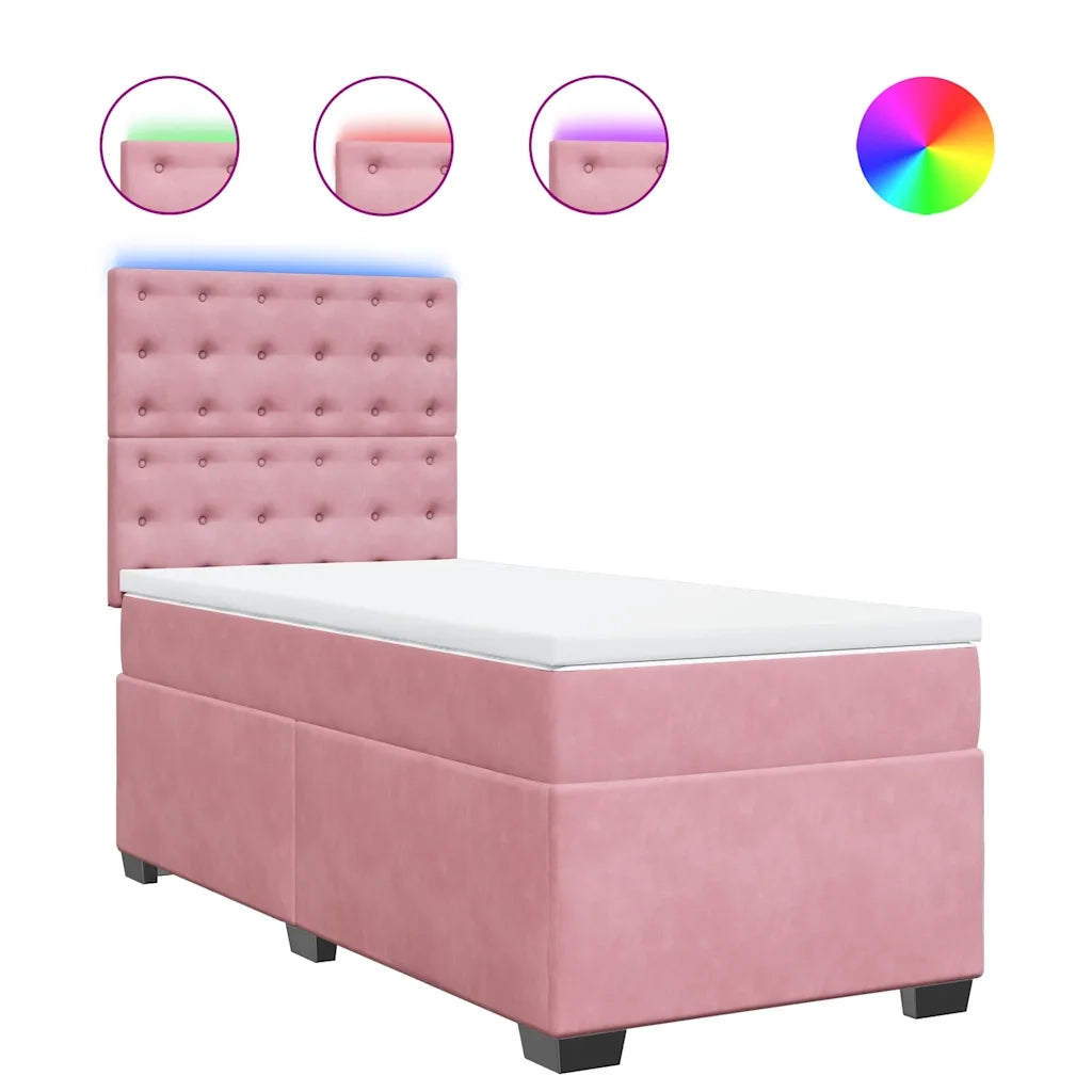 Giroletto a Molle con Materasso Rosa 90x190 cm in Velluto 3293103