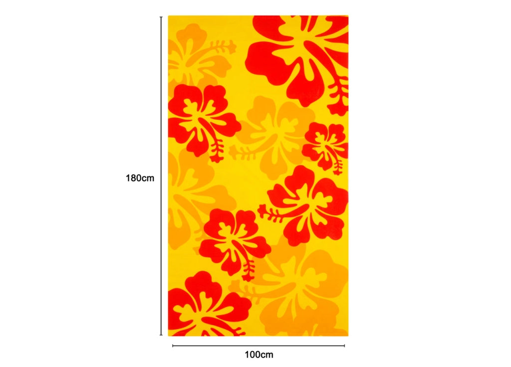Telo Mare Grande 100x180 Spugna Spiaggia Piscina Maui Fiore Hawaii D7 - Telo Mare - Arancio