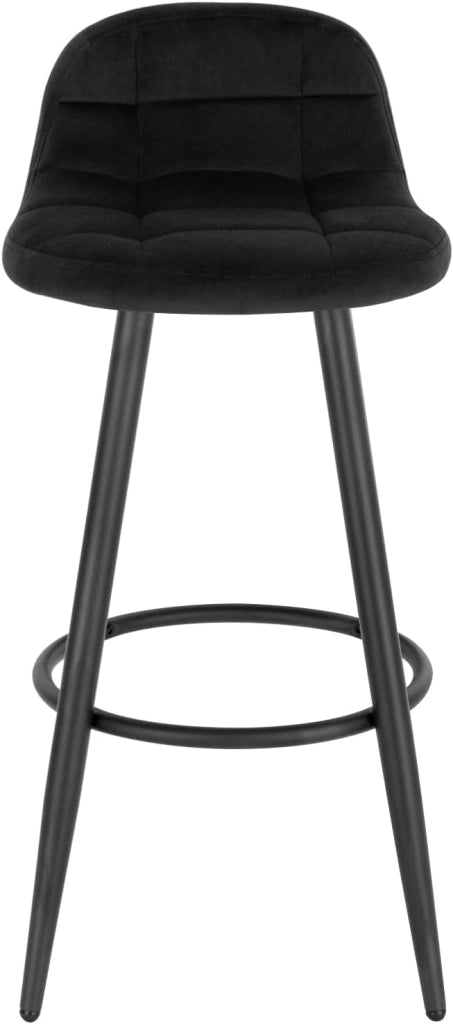 2x Sgabelli da Bar Moderni, Sedie Alte da Cucina con Schienale e Poggiapiedi, Seduta Imbottita, Sgabelli in Velluto e Metallo, Altezza Seduta 70cm, Nero BH364sz-2