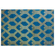 Tappeto Blu con dorato Fantasia Geometrica Viscosa con Cotone 160 x 230 cm Stile Modern Glam