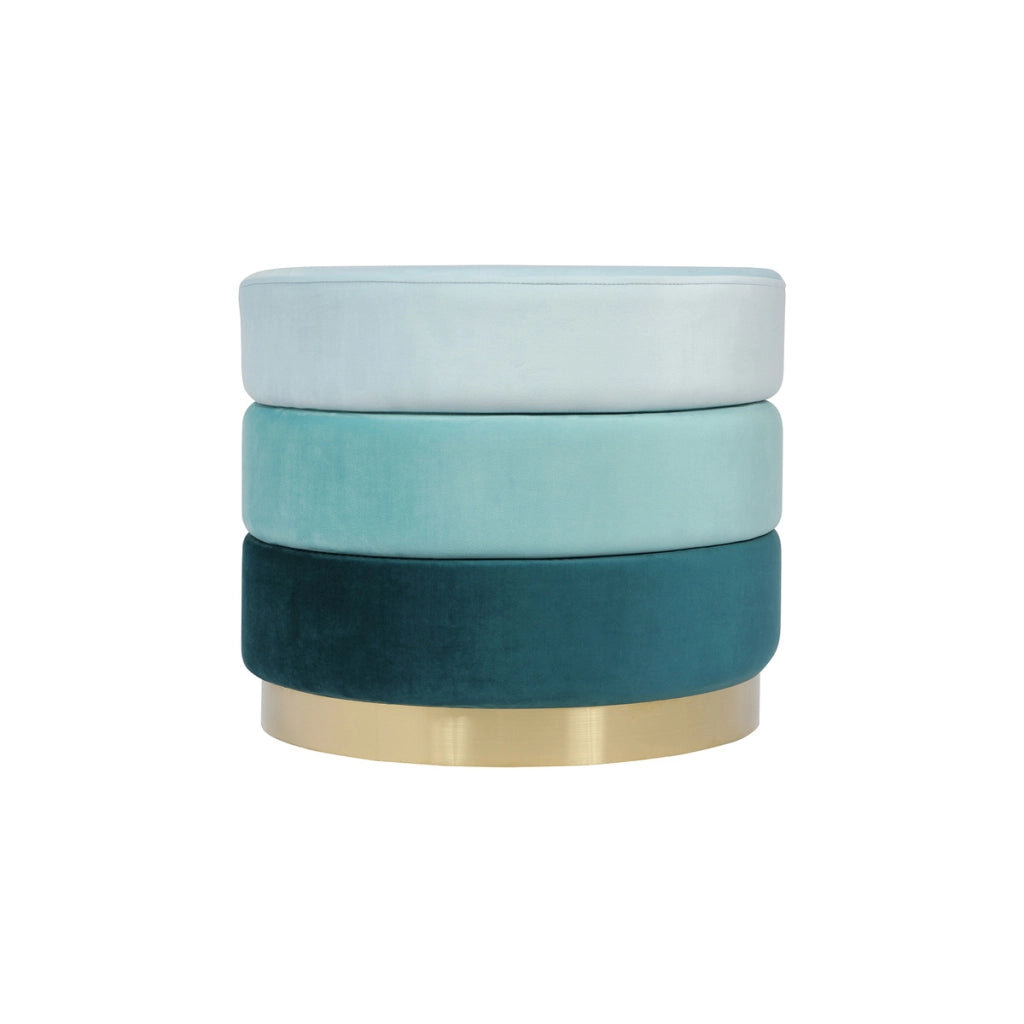 Pouf di design Matilda in velluto blu e oro
