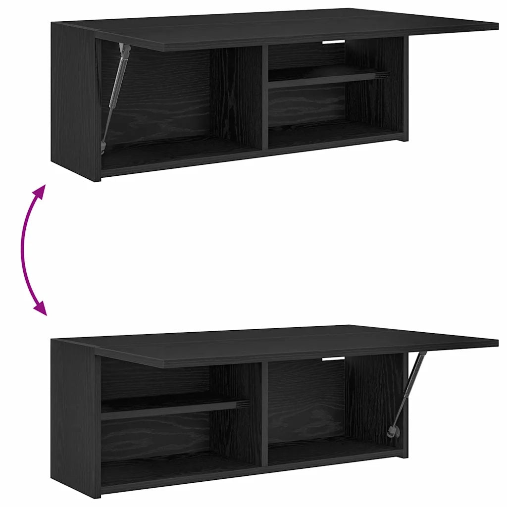 Mobiletto da bagno a parete dal design minimalista pratico e contenitivo 80 x 25 x 30 cm in legno composito nero 02_0051270