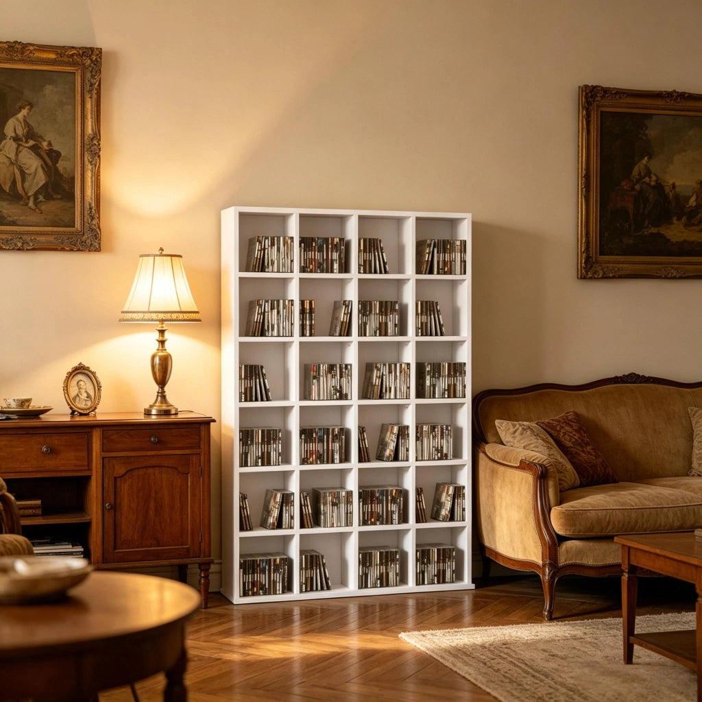 SCAFFALE PORTA CD/DVD 89x20x130,5 cm Bianco in truciolato