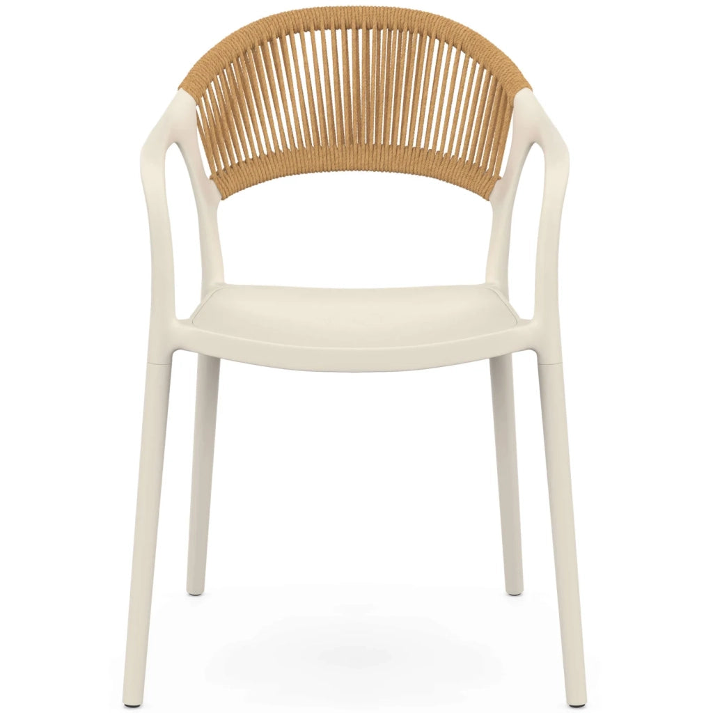 IDMarket - Set di 4 sedie da giardino impilabili ODELIA beige in polipropilene e corda