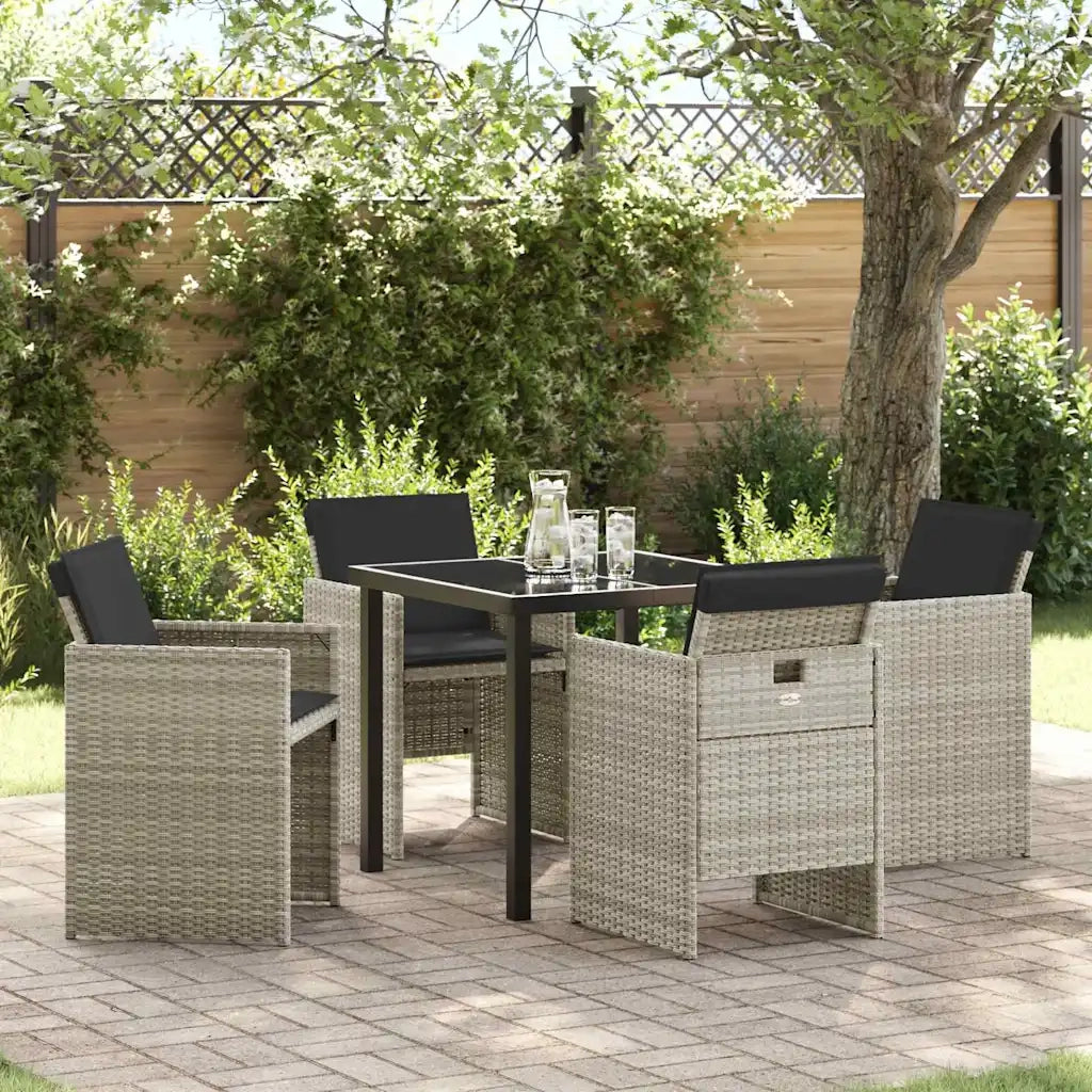 Set da Pranzo per Giardino 5 pcs Grigio chiaro polyrattan 3380609