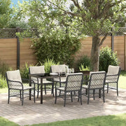 Set da Pranzo per Giardino con cuscino 7 pcs Nero polyrattan 3380202