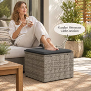 Garden Stool With Cushion, Grey, 55x55x37 Cm, Poly Rattan