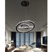 Trade Shop - Lampadario Led Sospensione 55w 3 Anelli Cristalli Acrilico Luce 6500k 4000k B50 - -bianco Freddo      -