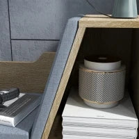 Libreria Panca 2 in 1, Design Contemporaneo, 6 Scomparti, 3 Cuscini Inclusi, 102L x 30l x 61H cm, Rovere e Grigio