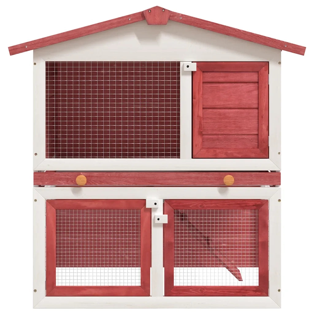 Conigliera per Esterni con 3 Porte Rossa in Legno CFW6799895