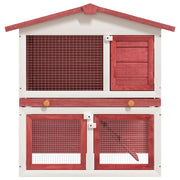 Conigliera per Esterni con 3 Porte Rossa in Legno CFW6799895