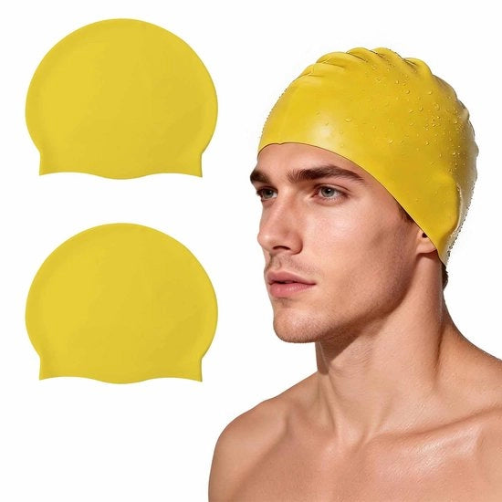 Pari di cuffie da bagno in silicone - Adatti per capelli lunghi e corti - Cuffie da bagno comode e antiscivente - Cuffie da bagno antiscivente - Impermeabili - Esterne - Unisex
