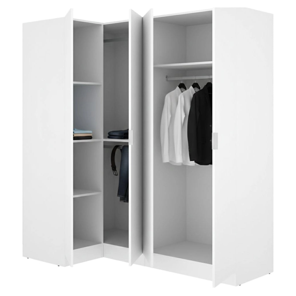 Armadio Camera da Letto Woodbury, Guardaroba Grande Modulabile, 91x184h cm Bianco