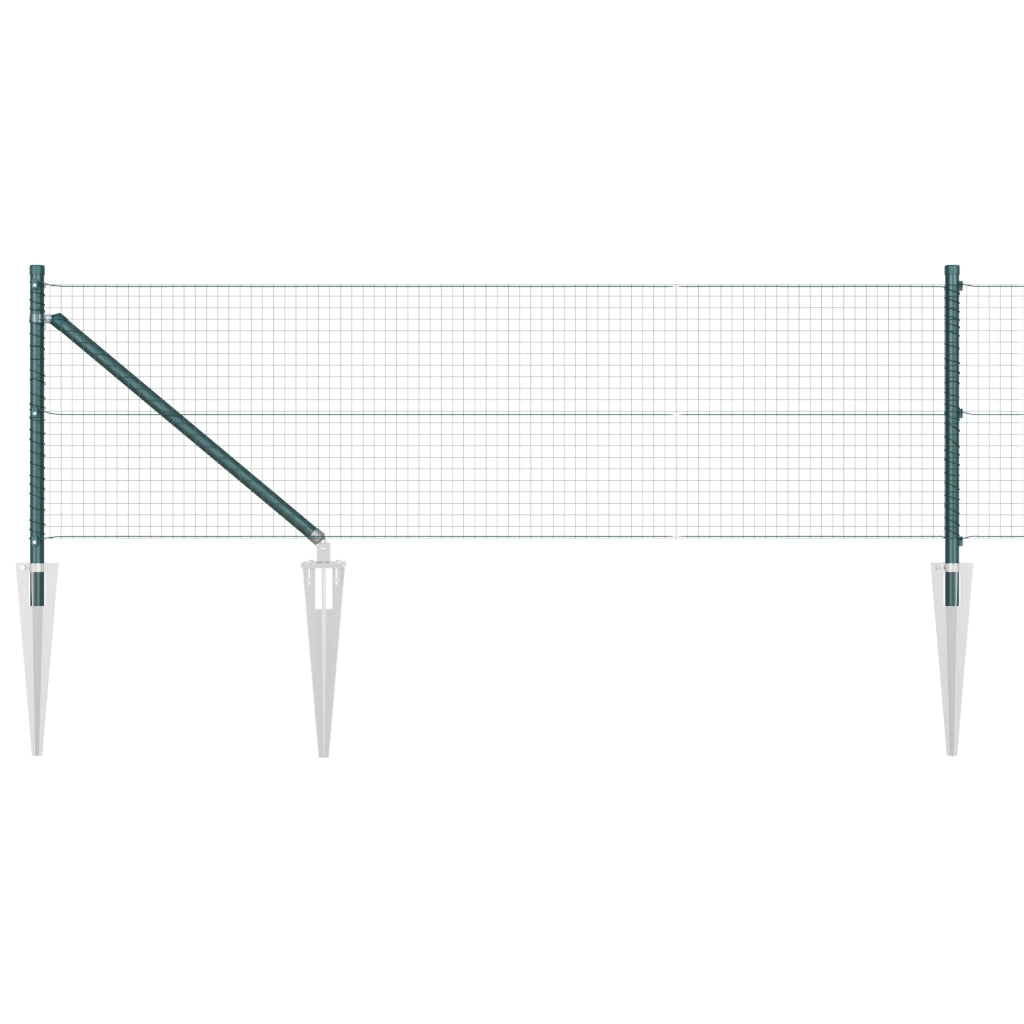 Set di Pali per Recinzione Set di 2 Verde Metallo 10 x 0.5 m