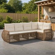 Set Divano da Giardino 5 pz Beige e Bianco Crema polyrattan 3435417