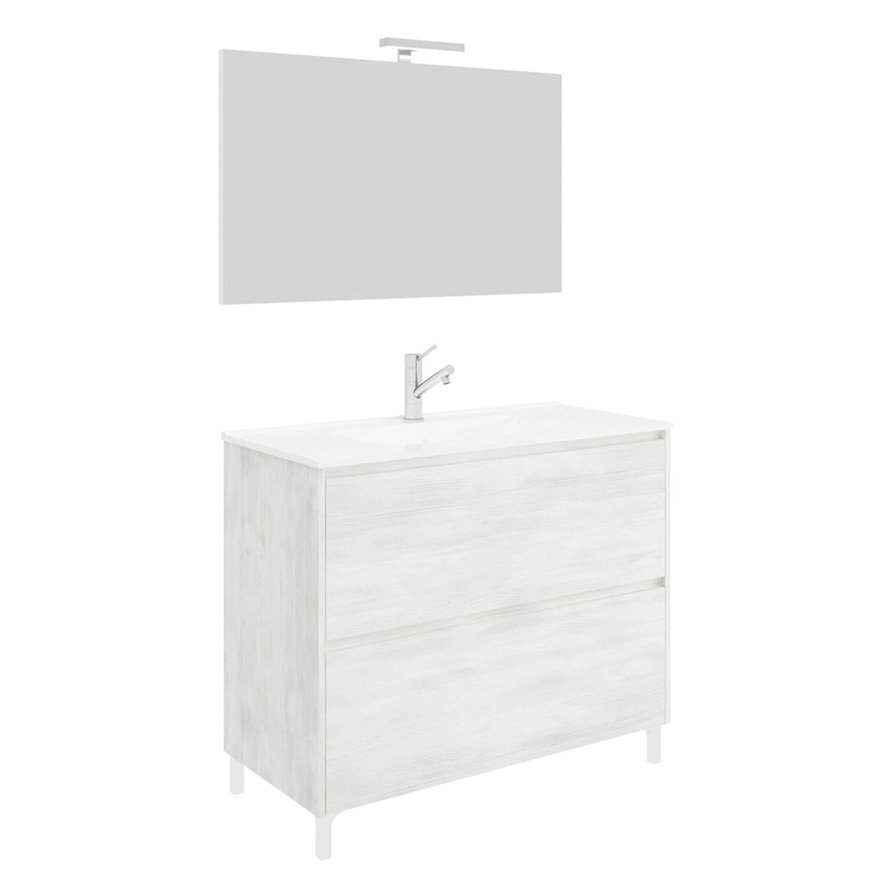 MOBILE BAGNO 'LISBONA' base cm 60 x 47 x h.85 - colore rovere bianco  - SAVINIDUE