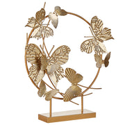 Statuetta decorativa Statua in ferro dorato da 48 cm con farfalle su supporto scultura ornamentale Decor Accessori