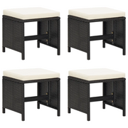 Sgabelli da Giardino 4 pz con Cuscini in Polyrattan Nero cod mxl 13975