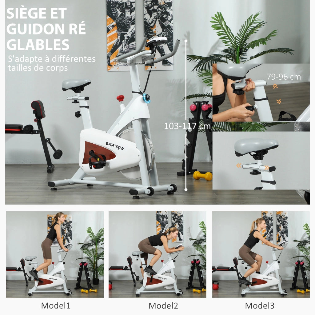 Bicicletta ellittica ¨C zephmum ¨C bianco con sella e resistenza regolabili, monitor LCD, supporto tablet