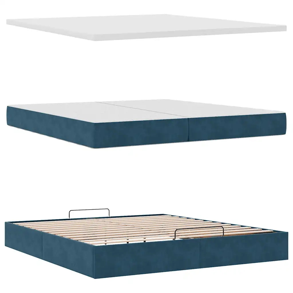 Struttura Letto Pouf con Materasso 200x200 cm in Velluto 3311799