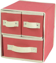 Cassettiera organizzatore box in tnt 3 cassetti ciliegio 25 x 25 x 21 cm