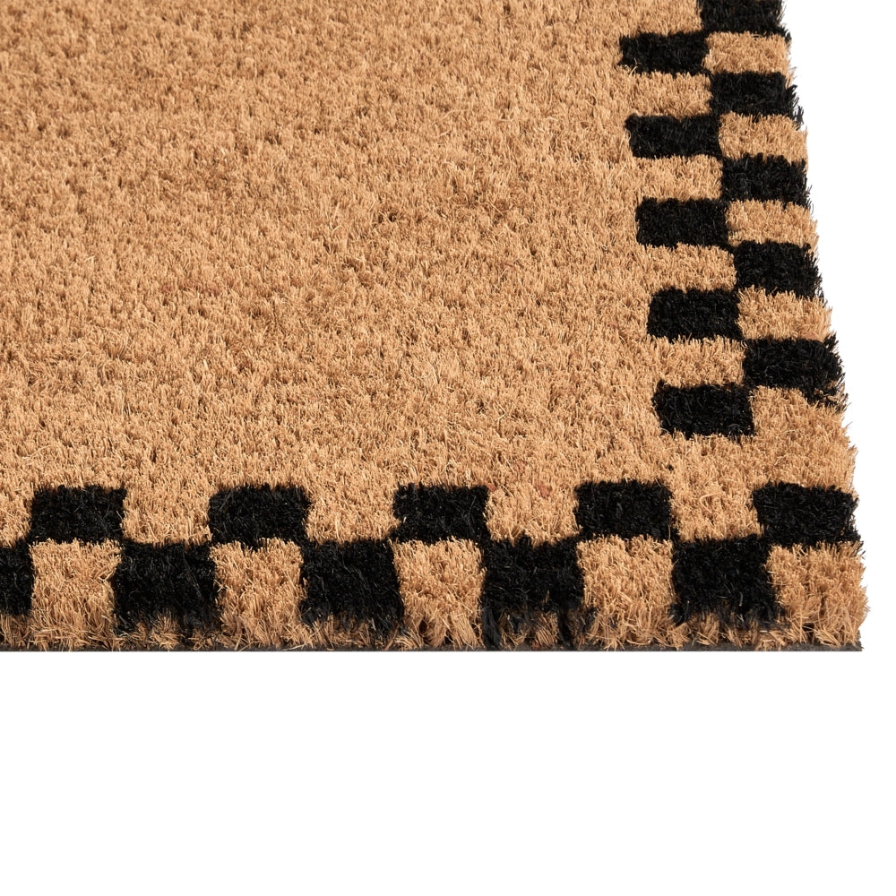 Zerbino in fibra di cocco beige/nero con fondo antiscivolo, 60 x 90 cm Zerbino decorativo antiscivolo a tinta unita