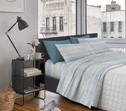 Completo Letto In Cotone Di Flanella Lenzuola Matrimoniali,Parure, Flanella Calda e Morbida,Anti Pilling Felpato Flanellato - Rigato521multicolor - Matrimoniale