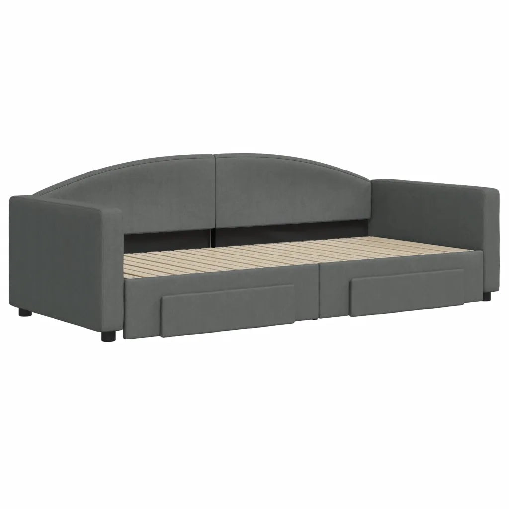 Divano letto | Sof¨¤ letto | Letto singolo Estraibile Cassetti Grigio Scuro 90x200cm Tessuto