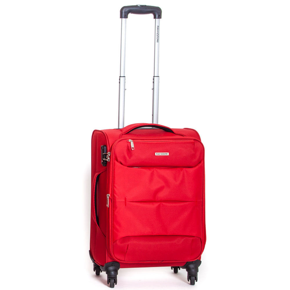 Trolley Valigia Morbida Bagaglio a Mano in Poliestere 4 Ruote TSA Ravizzoni Ambra Rosso