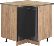 Mobile ad angolo cucina Fame-Line, Antracite lucido, 80.5 cm, PL Rovere, per la combinazione con altri moduli della serie Fame-Line
