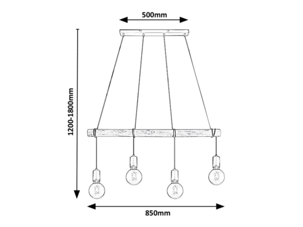 Lampada a sospensione industriale Rabalux Pablo 4xE27 nera