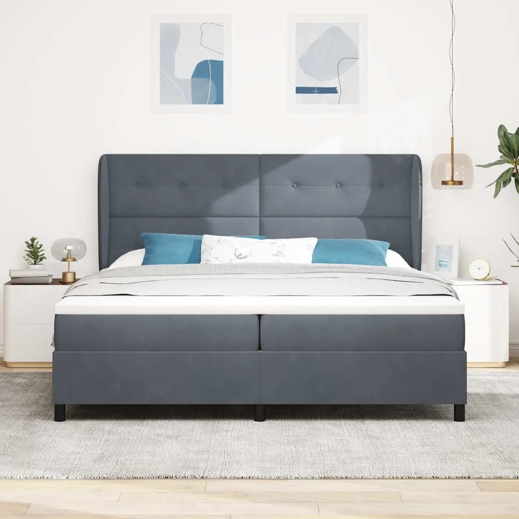 Letto a molle con materasso Grigio scuro 200 x 200 cm Velluto 3340947