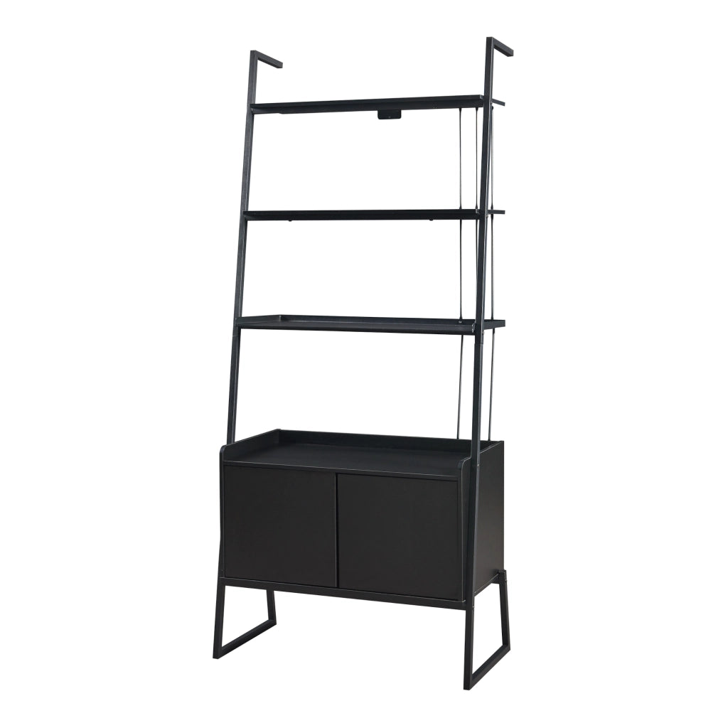 Set Storfjord Composto di Mobile TV 3 Scaffali a Scala - Nero [en.casa]
