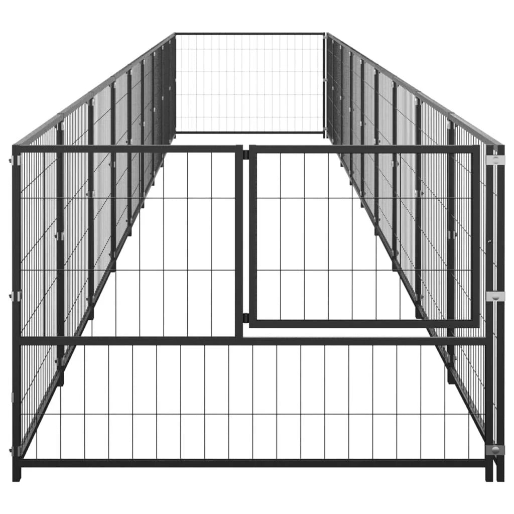 Recinto per animali da esterno per cani recinto per animali nero 9 m² acciaio 02_0000562