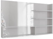 Mensola dello specchio, Bianco lucido, 119.8 x 70 cm con scomparti aperti, con cinque ripiani aperti per la conservazione degli accessori da bagno