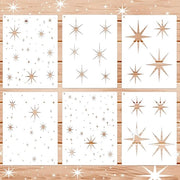 Set di stencil stellari da 6 pezzi - Schede riutilizzabili - Pittura su legno/tessuto - Decorazione per parete creativa - Disegni di stelle - Adatto per feste