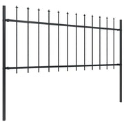 Recinzione da Giardino | Recinzione da cortile con Punta a Lancia in Acciaio 1248x80 cm Nero