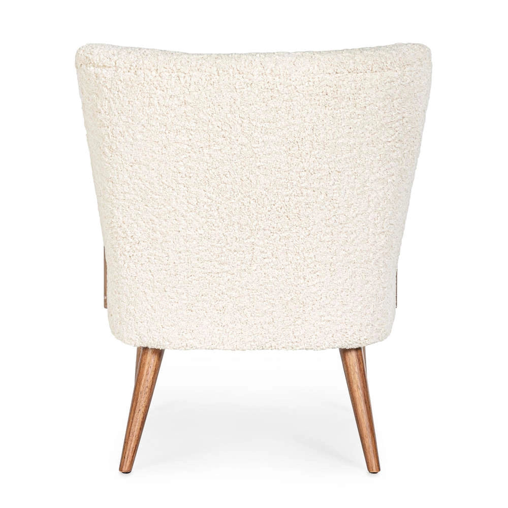 Poltrona Arredo in Legno e Tessuto Bianco Vintage Moritz Bizzotto