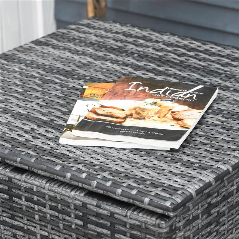 SET DA GIARDINO 4 PEZZI CON 2 DIVANI 2 POSTI, TAVOLINO DA CAFFÈ E TAVOLINO ALTO, IN ACCIAIO E RATTAN
