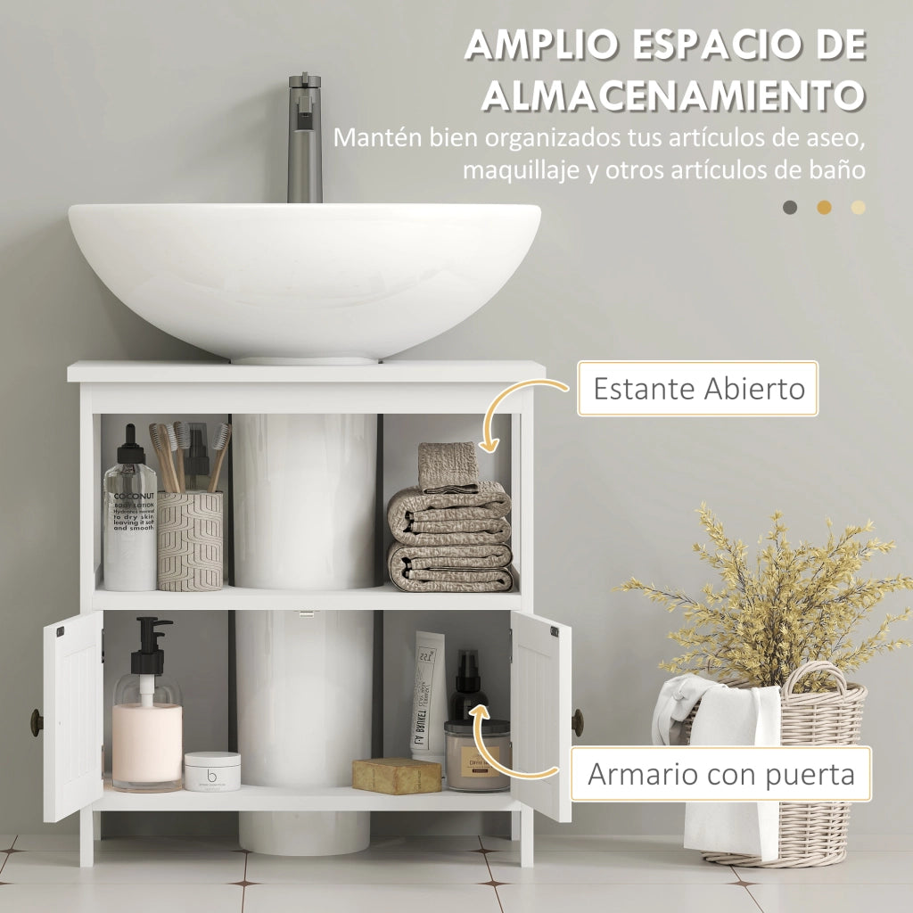 Mobile sottolavabo con 2 ante e ripiano aperto ¨C Xylo ¨C Bianco 60x30x60 cm