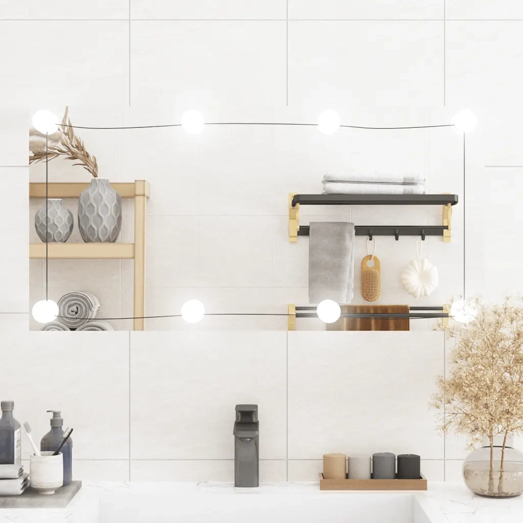 Specchio da Parete | Specchio decorativo con Luci LED 40x80 cm Vetro Rettangolare