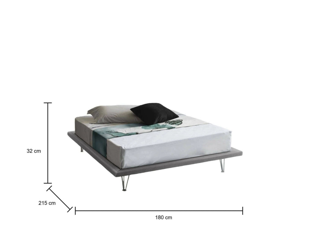 Letto matrimoniale Pietersite, Letto fisso in tessuto con piedini, Made in Italy, adatto per materasso cm 160x200, Grigio
