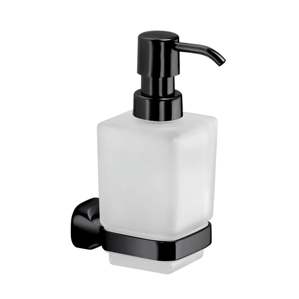 Dosasapone con erogatore in plastica da muro in acciaio inox e Cromall ST80 Gedy serie STELVIO Nero Opaco