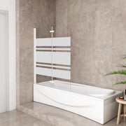 Sopravasca 90x140 cm Parete per Vasca da Bagno 2 Ante Movibili Montaggio Verso Sinistro Vetro 6 mm Temperato Anticalcare Serigrafia Bianca