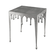 Tavolino basso LAGUNA 46 cm argento effetto metallo fuso design contemporaneo