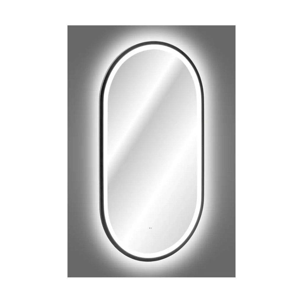 Specchio da bagno LED nero ovale 90x50 cm design
